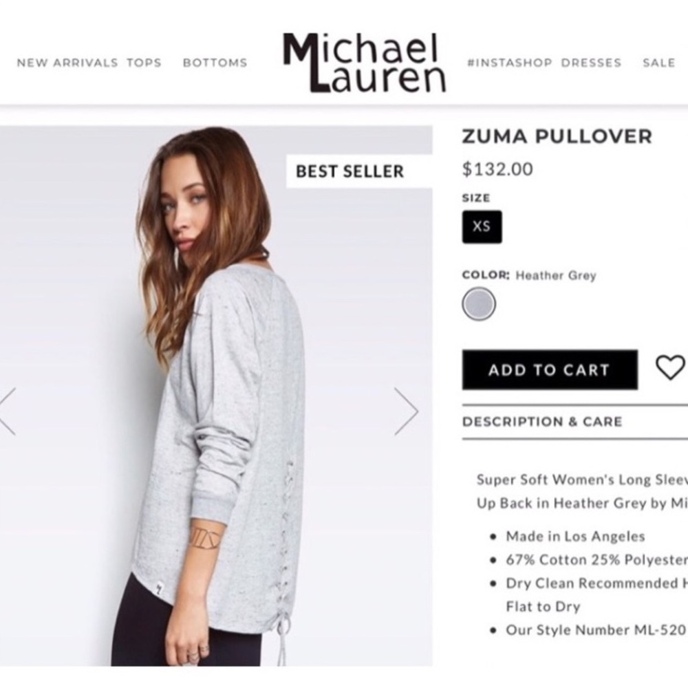 new Michael Lauren ✶ Zuma Sweater ✶ Back Lace Up Sweatshirt ✶ Heather Grey ✶ S - Picture 7 of 16